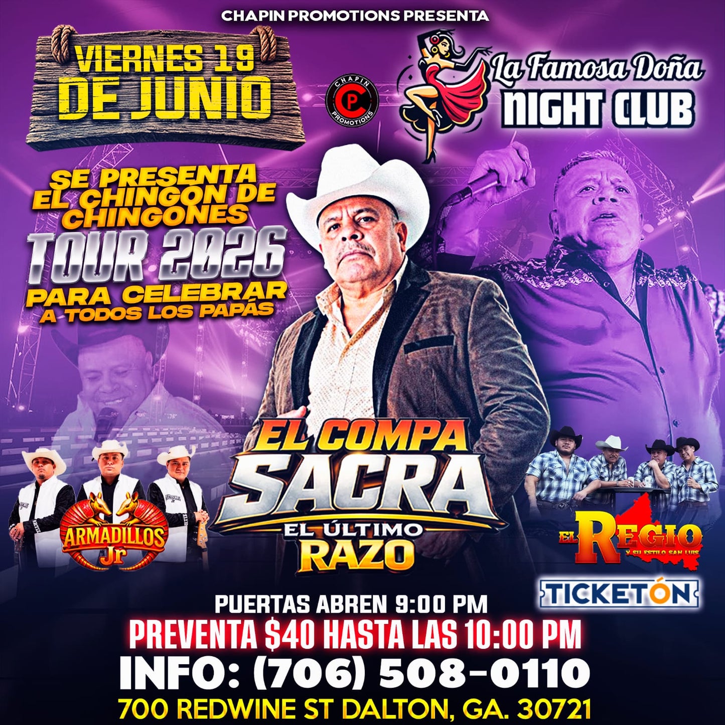 La Famosa Dona (Dalton,GA) El Compa Sacra, Los Armadillos Jr